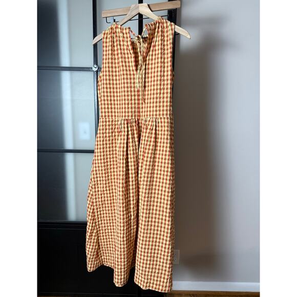TOAST Seersucker Gingham Cotton Midi Dress Size 10 - Picture 2 of 12
